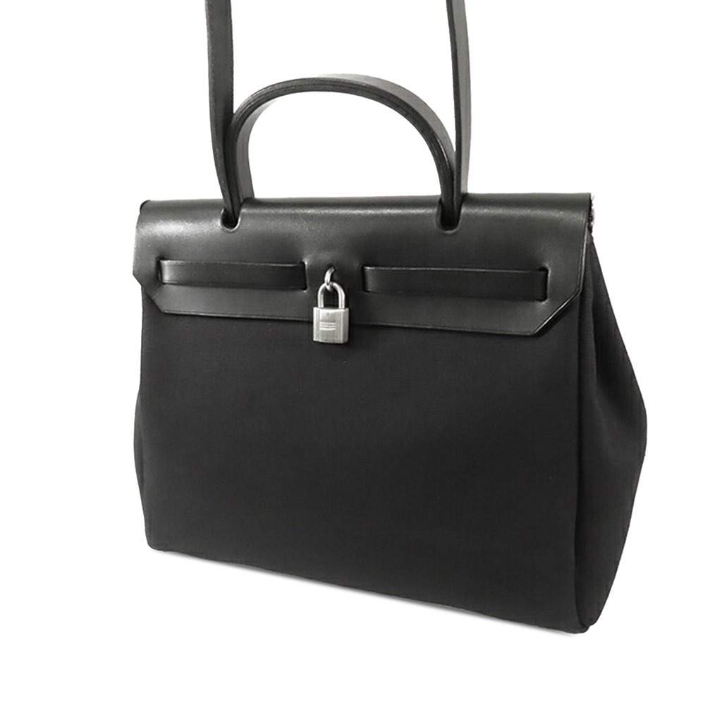 Hermès Toile Herbag 31 Black Canvas Good condition - Front View
