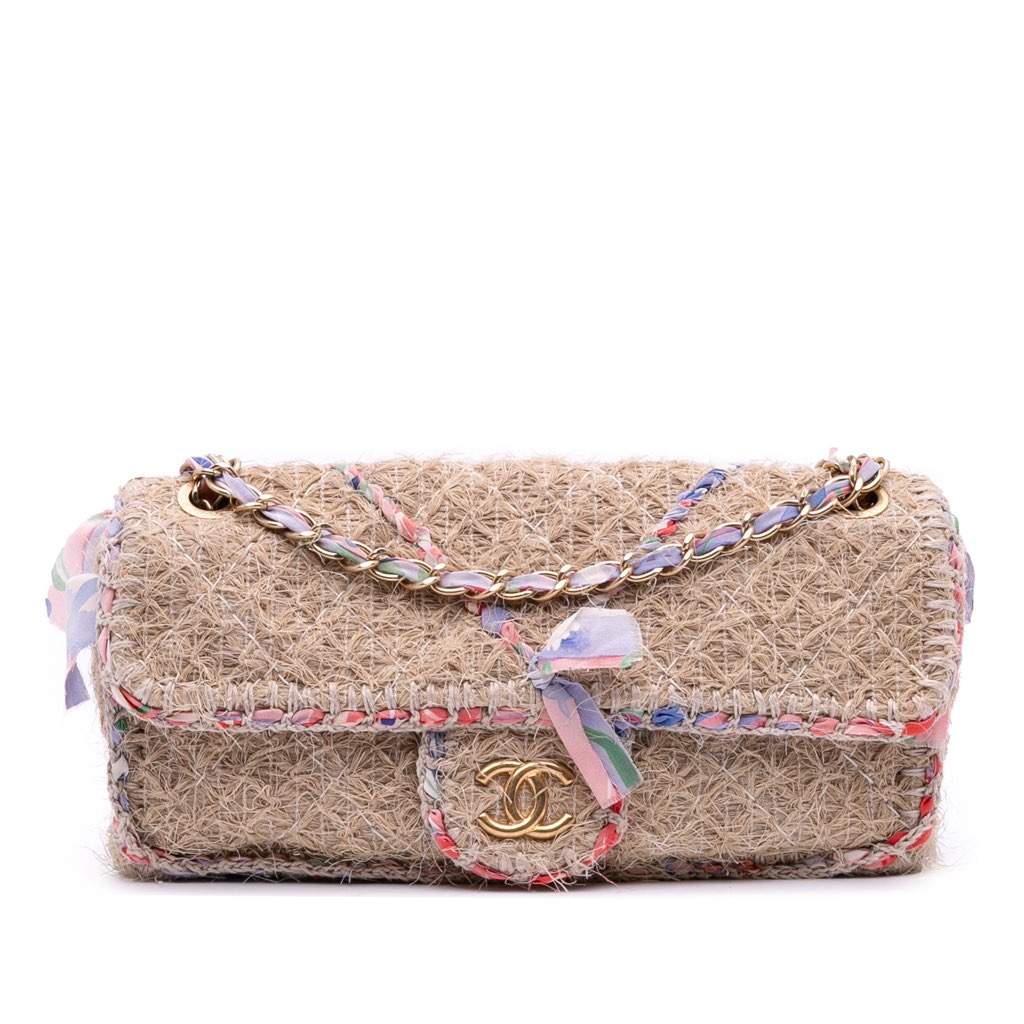 Chanel CC Straw Country Flap Brown Very good condition - Front View