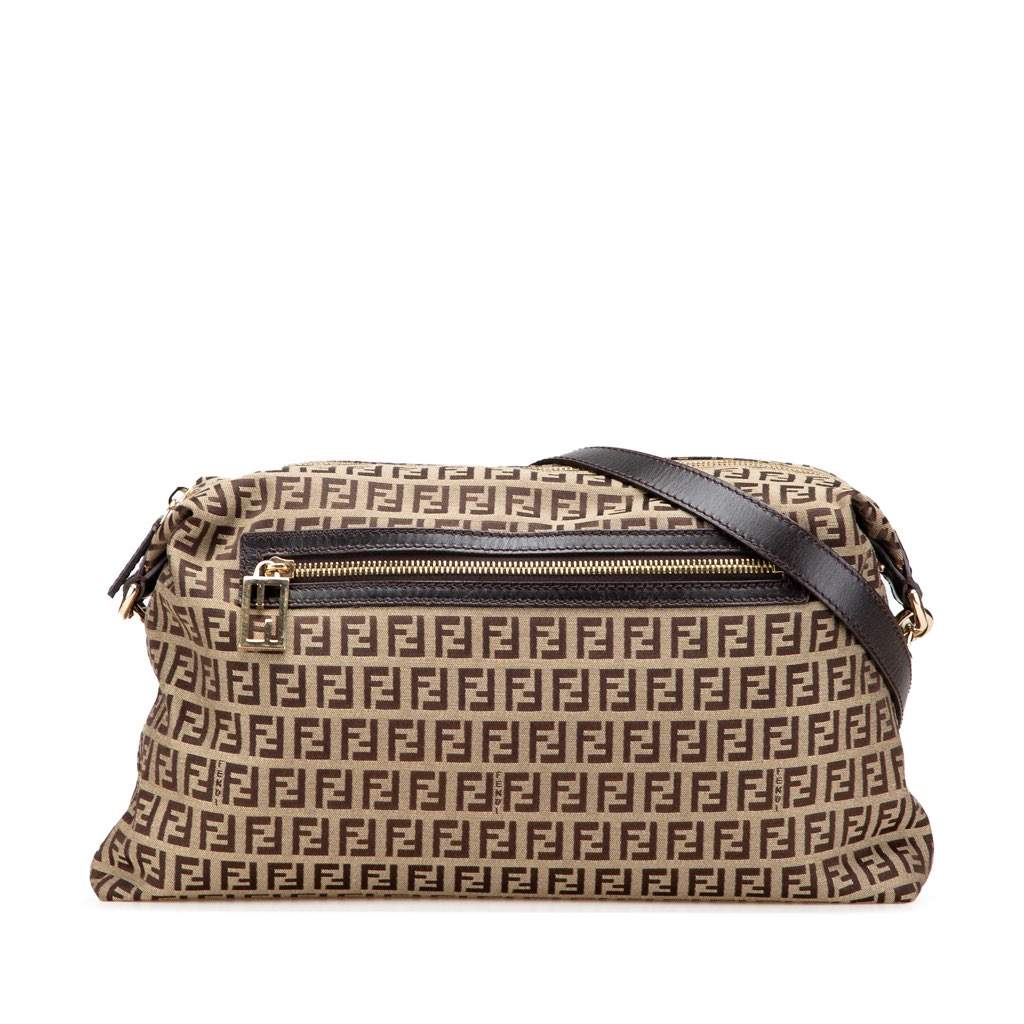 Fendi Zucchino Canvas Crossbody Brown Canvas Very good - Front View