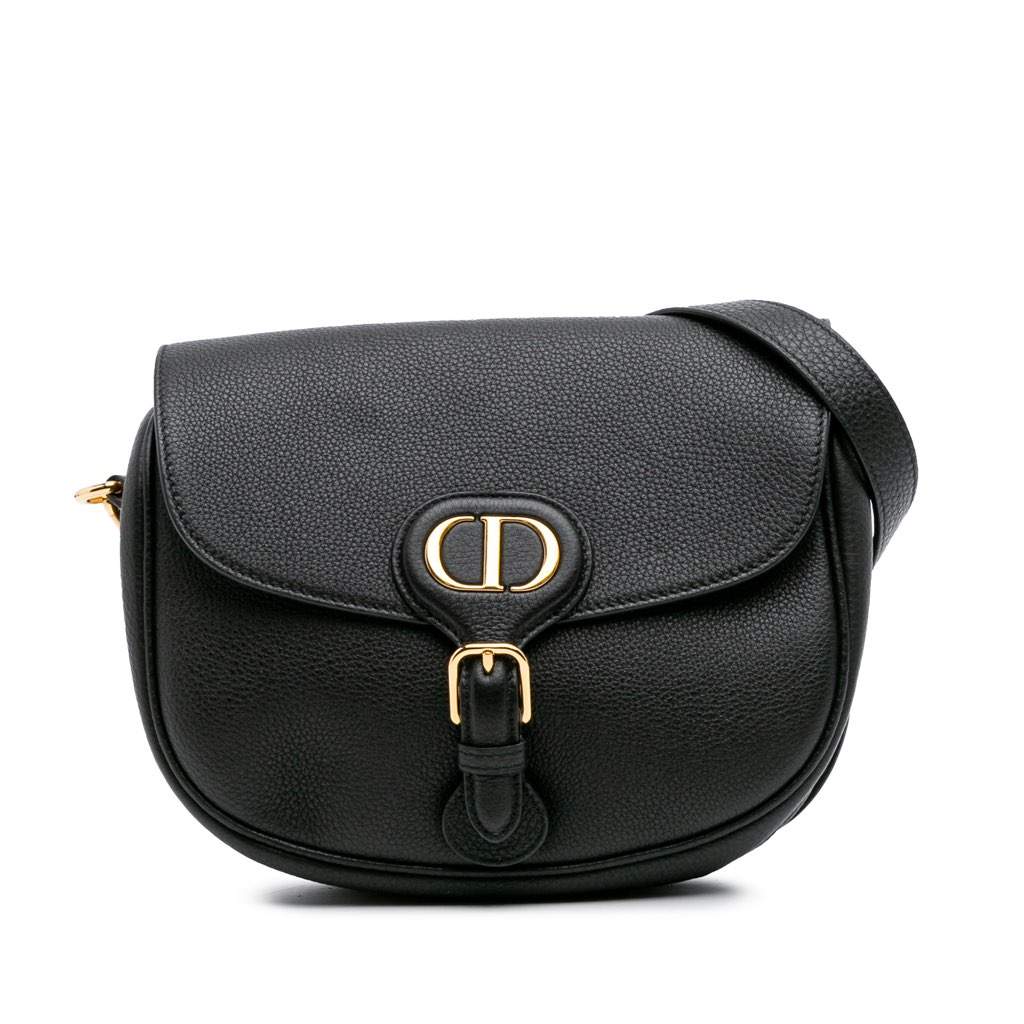 Dior Medium Grained Calfskin Bobby Crossbody Black Leather Good - Front View