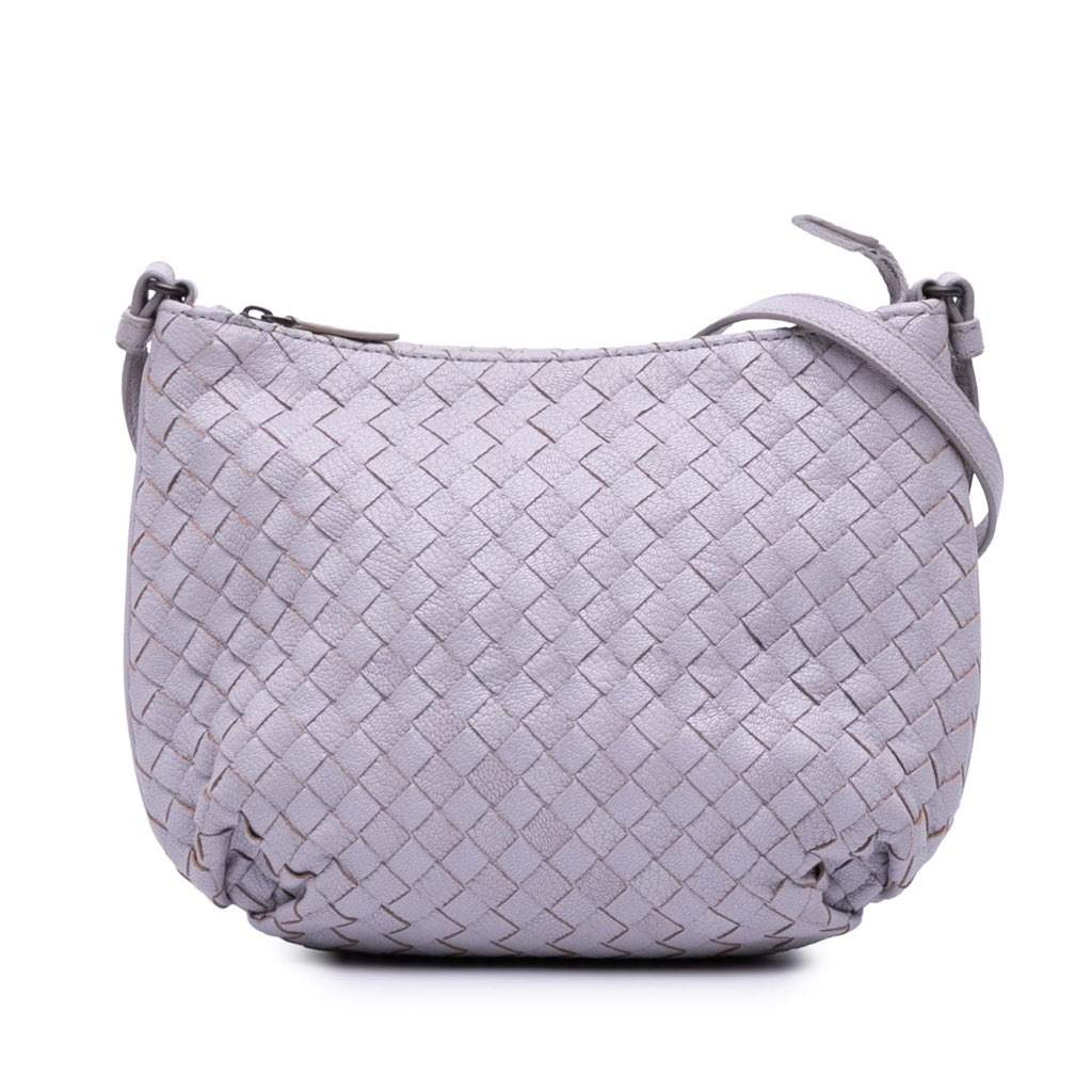 Bottega Veneta Cervo Intrecciato Crossbody Purple Leather Good - Front View