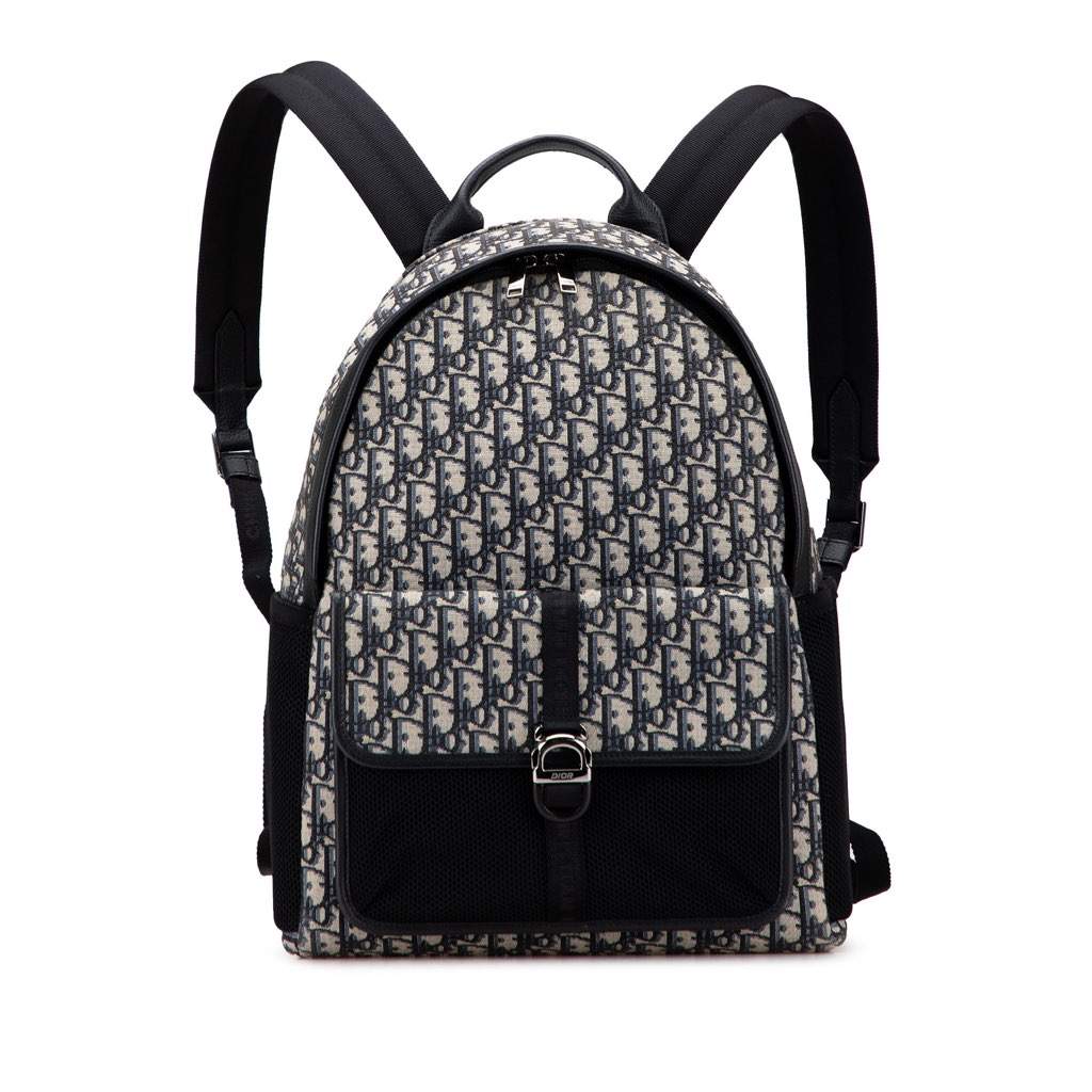 Dior Oblique Canvas 8 Backpack Blue Canvas Good condition - Front View
