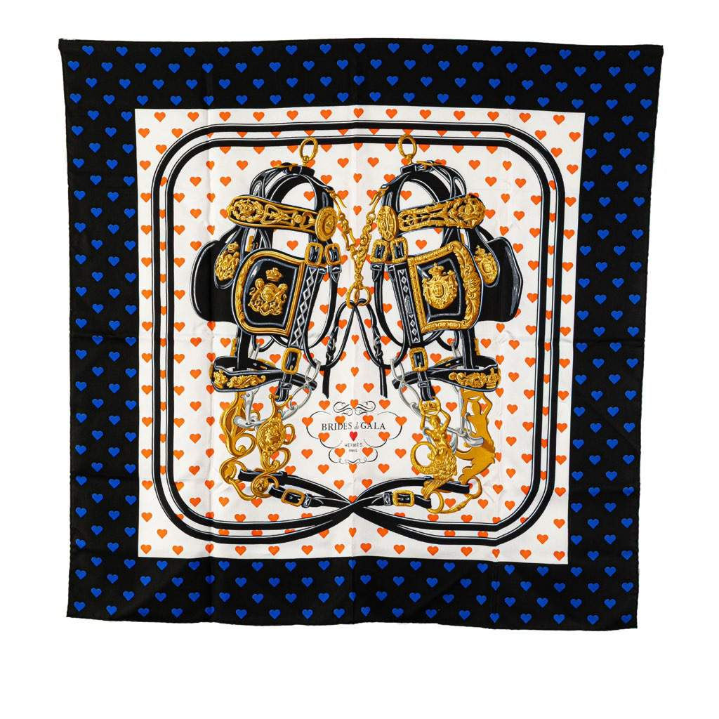 Hermès Brides de Gala Love Silk Scarf White Silk Good condition - Front View