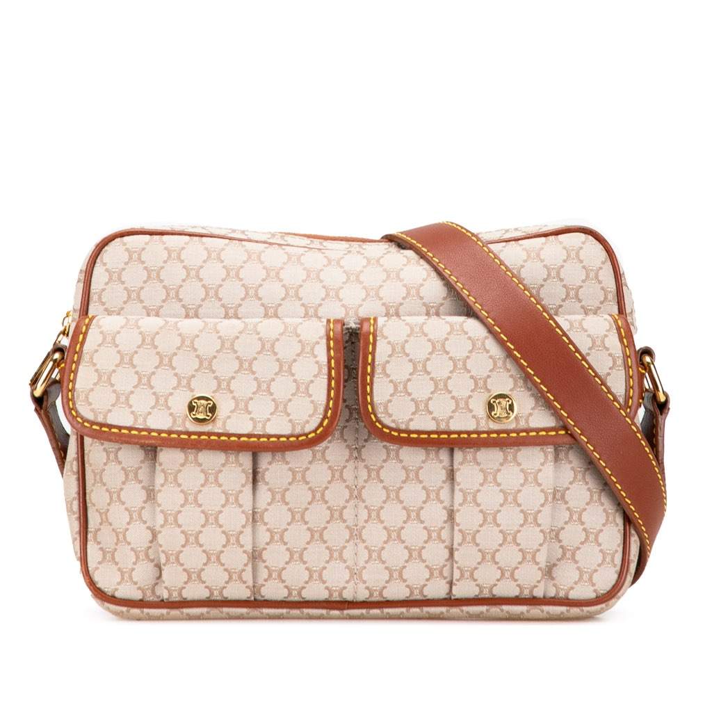 Celine Macadam Canvas Crossbody Brown Canvas Good - Front View