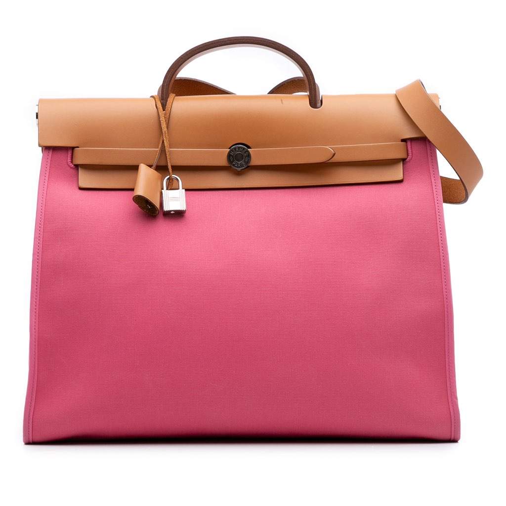 Hermès Toile Herbag Zip 39 Pink Canvas Good condition - Front View