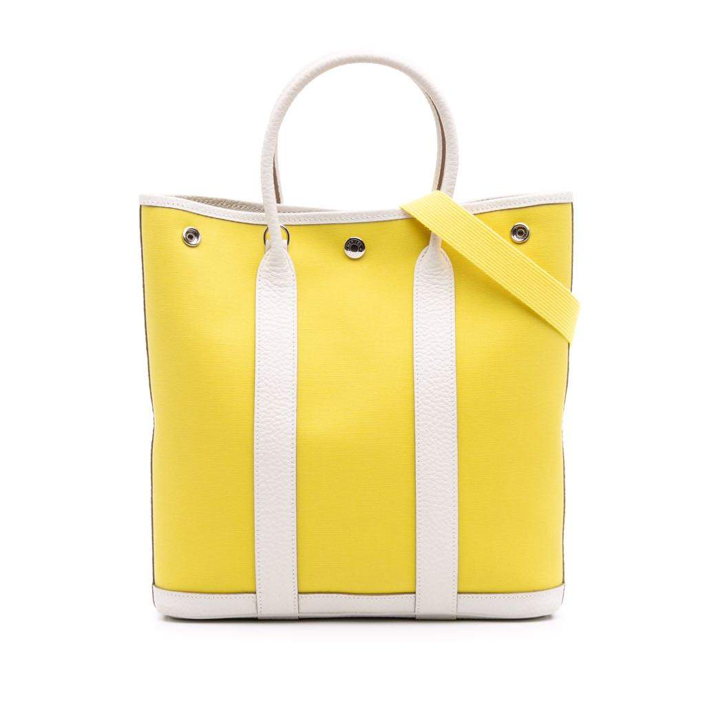 Hermès Toile and Negonda Garden File 28 Yellow Canvas Very good condition - Front View