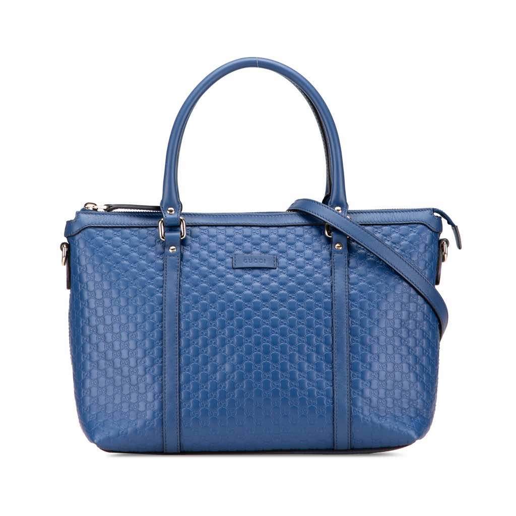 Gucci Small Microguccissima Joy Satchel Blue Leather Good - Front View