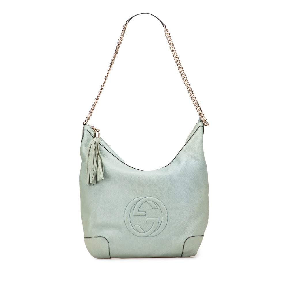 Gucci Leather Soho Chain Shoulder Bag Blue Leather Very good - Front View