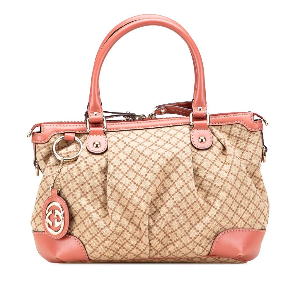 Gucci Diamante Canvas Sukey Satchel Brown Canvas Very good - Front View
