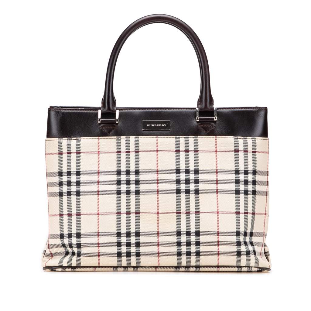 Burberry House Check Canvas Tote Brown Canvas Good condition - Front View
