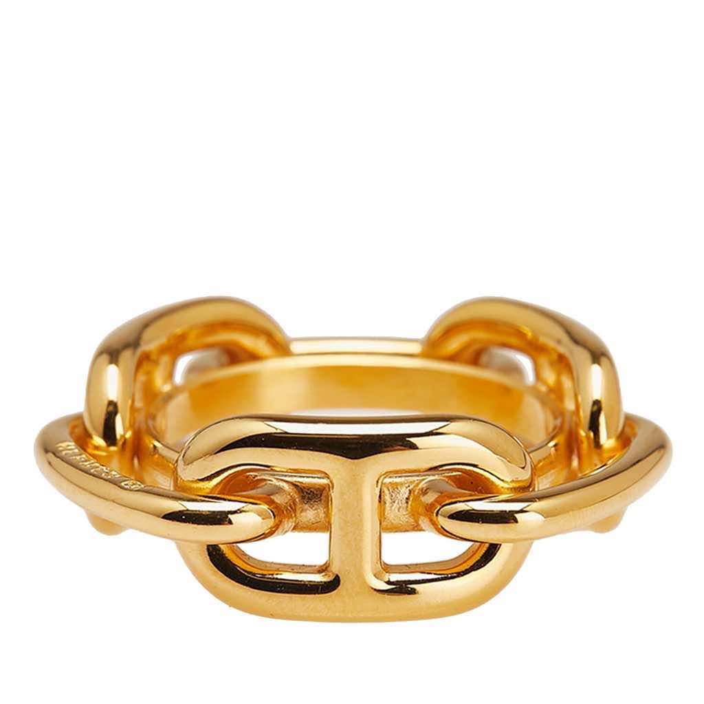 Hermès Gold Plated Chaine d'Ancre Scarf Ring Gold Metal Good condition - Front View