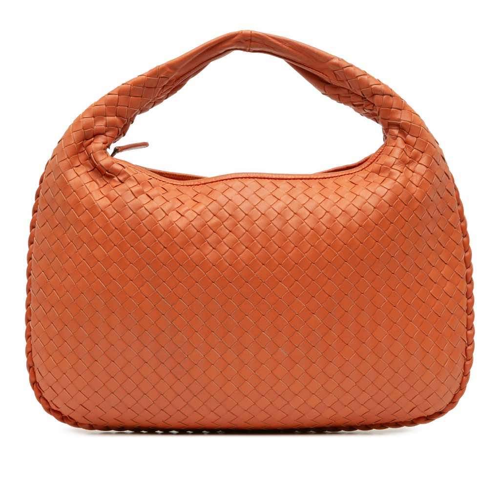 Bottega Veneta Small Nappa Intrecciato Veneta Hobo Orange Leather Good - Front View