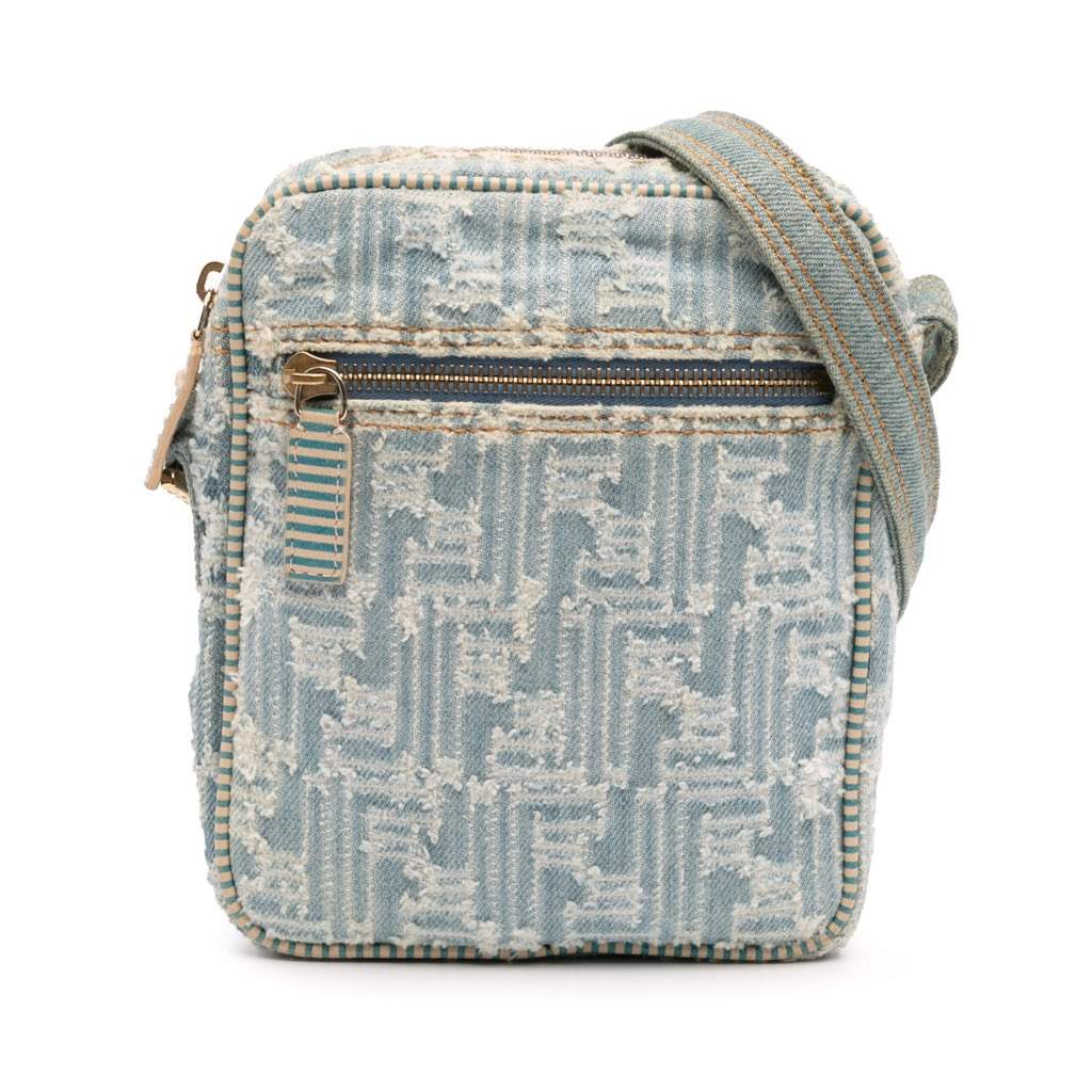 Fendi Zucca Denim Crossbody Blue Canvas Very good - Front View