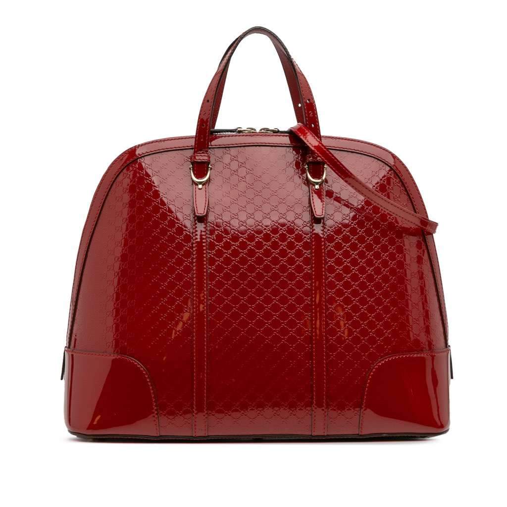 Gucci Large Microguccissima Patent Nice Dome Top Handle Bag Red Leather Good - Front View