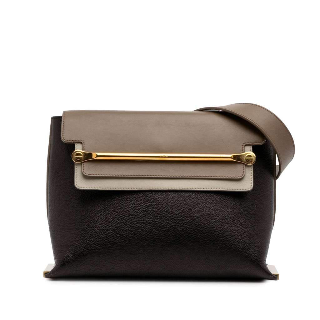 Chloé Medium Tricolor Leather Clare Shoulder Bag Brown Leather Fair condition - Front View