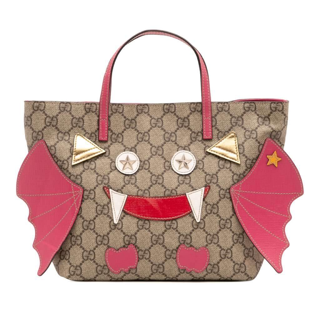Gucci Kids GG Supreme Bat Handbag Brown Canvas Good condition - Front View