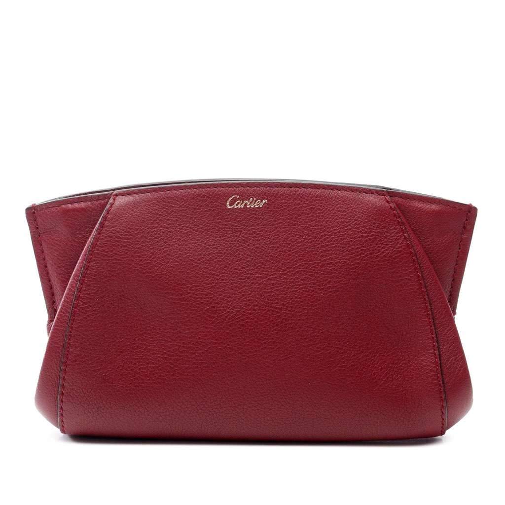 Cartier Leather C De Cartier Clutch Red Leather Good - Front View