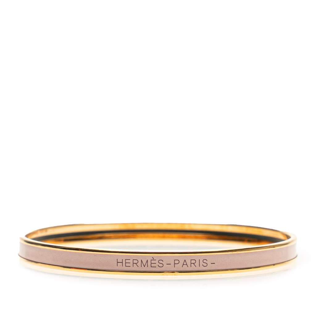 Hermès Extra Narrow Enamel Uni Bangle 62 Pink Good condition - Front View