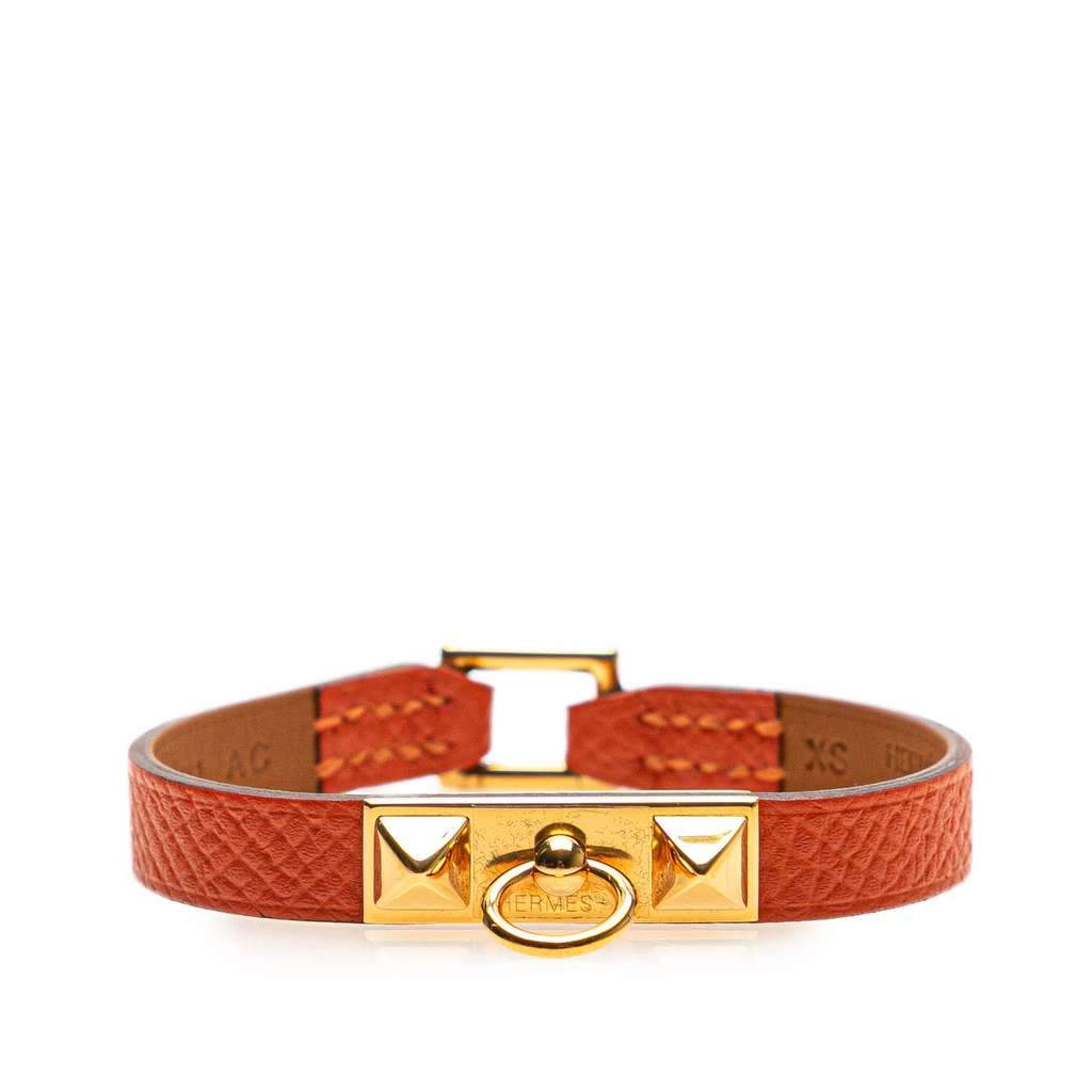Hermès Epsom Rivale Mini Bracelet Orange Leather Good condition - Front View