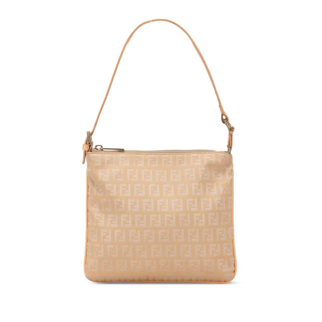 Fendi Zucchino Canvas Shoulder Bag Brown Canvas Very good - Front View