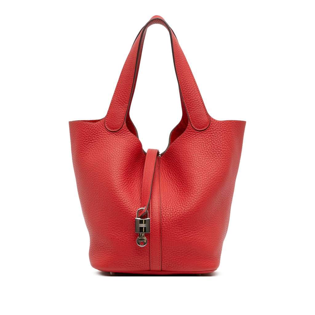 Hermès Clemence Picotin Lock 22 Red Leather Good condition - Front View
