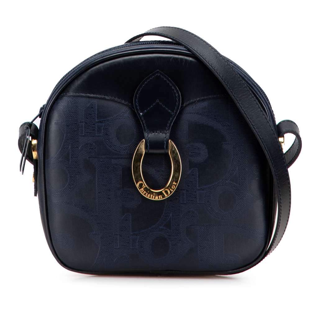 Dior Oblique Trotter Coated Canvas Crossbody Blue Canvas Good condition - Front View