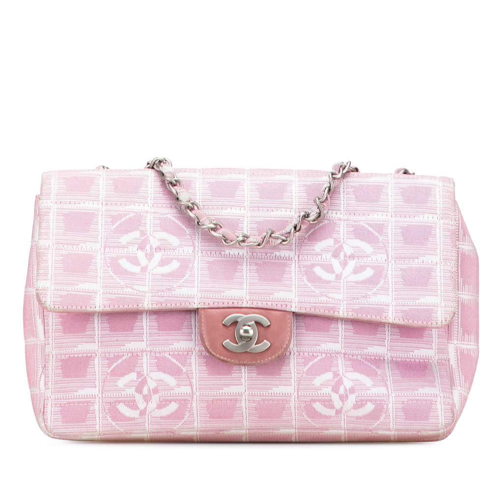 Chanel Medium New Travel Line Nylon Single Flap Pink Good condition - Front View
