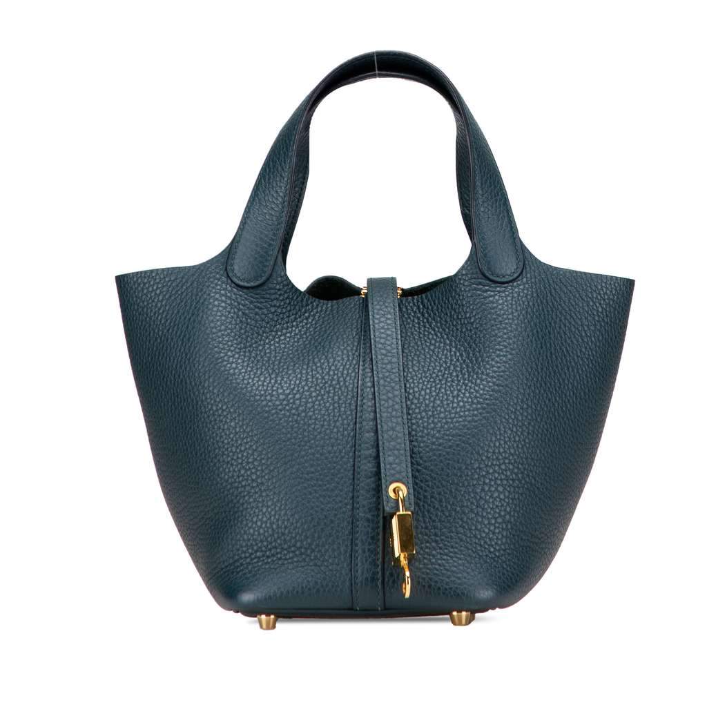 Hermès Clemence Picotin Lock 18 Green Leather Good condition - Front View