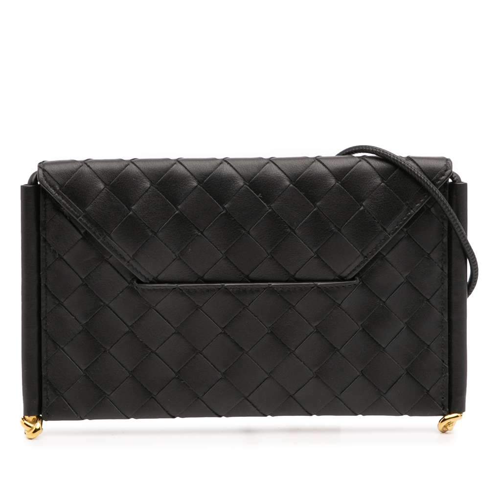 Bottega Veneta Calfskin Intrecciato Solstice Phone Pouch Black Leather Very good - Front View