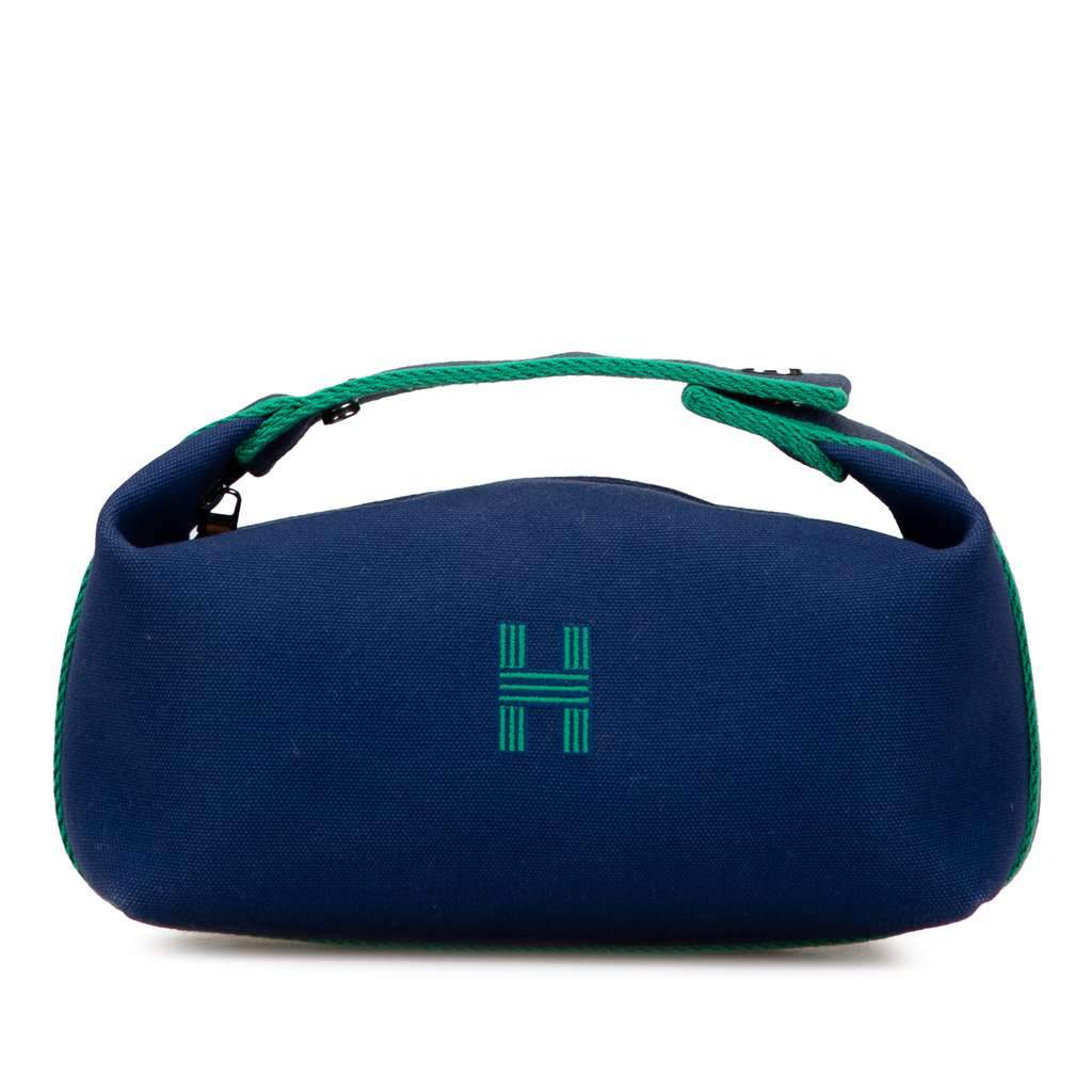Hermès Small Canvas Bride A Brac Case Blue Canvas Good condition - Front View