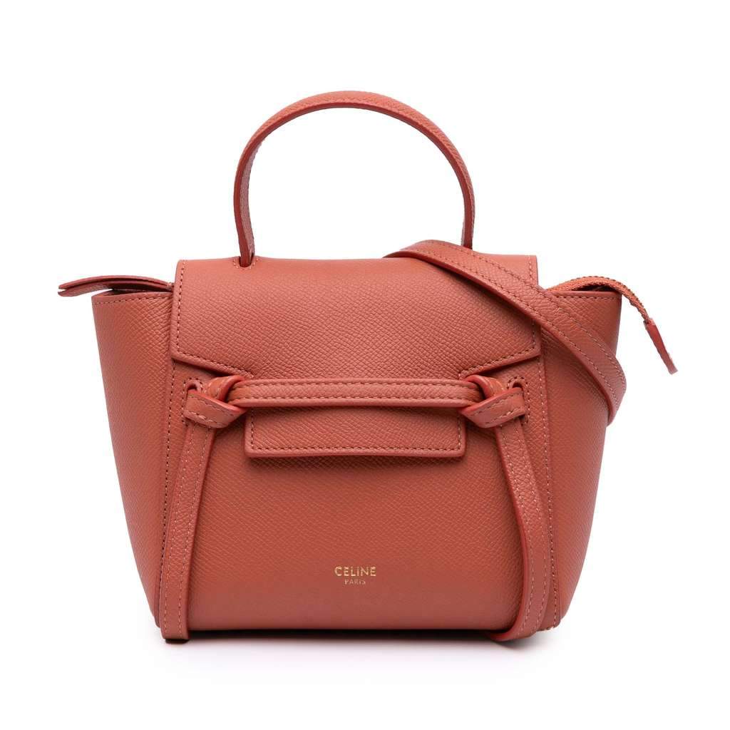 Celine Pico Grained Calfskin Belt Bag Orange Leather Good condition - Front View