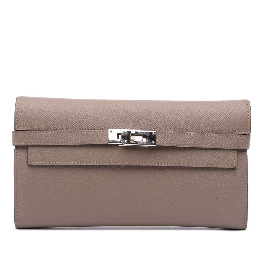 Hermès Epsom Kelly Longue Wallet Brown Leather Good condition - Front View