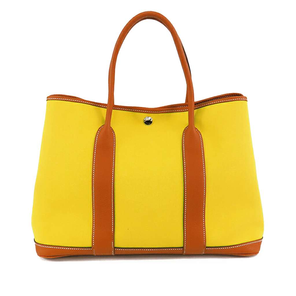 Hermès Toile and Negonda Garden Party 36 Yellow Canvas Good condition - Front View
