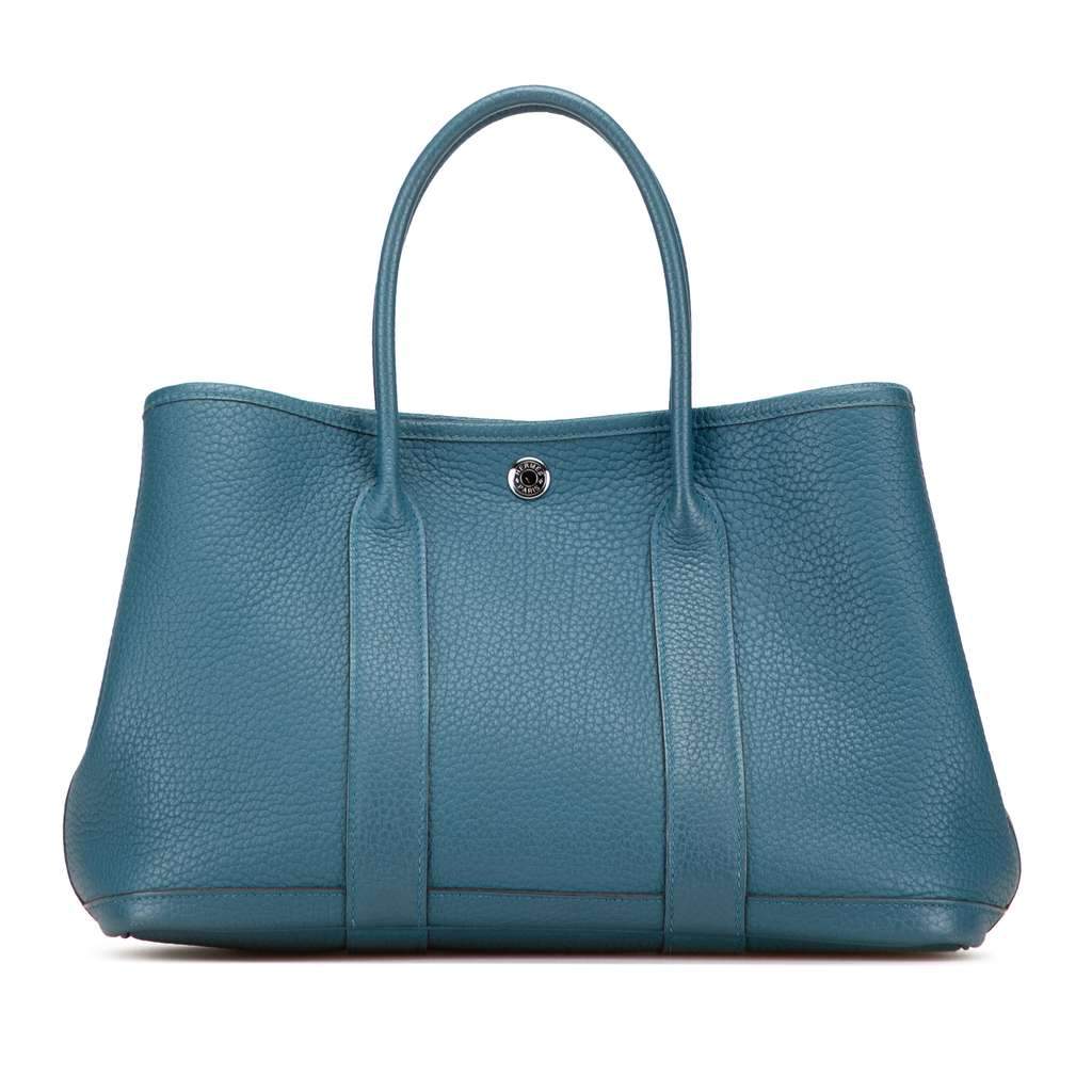 Hermès Negonda Garden Party 30 Blue Leather Good condition - Front View