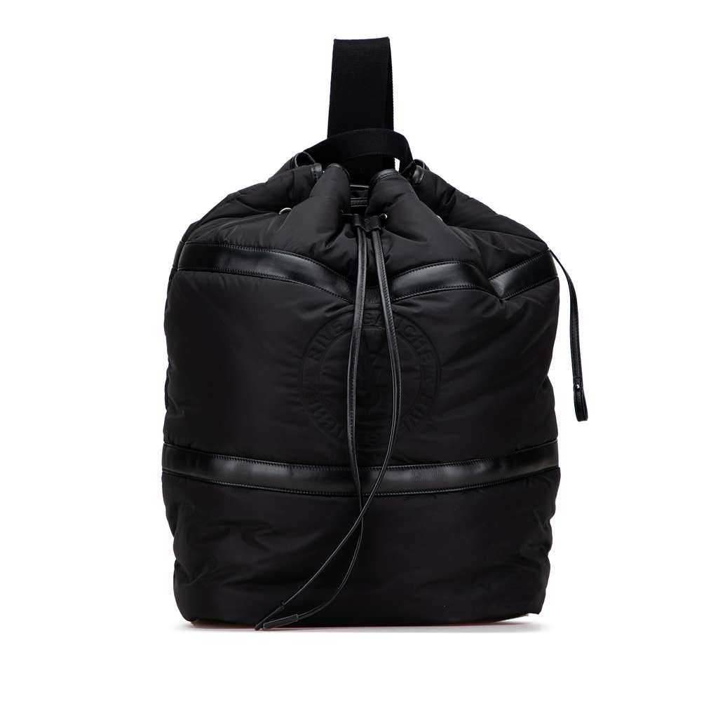Saint Laurent Nylon Rive Gauche Drawstring Backpack Black Very good - Front View
