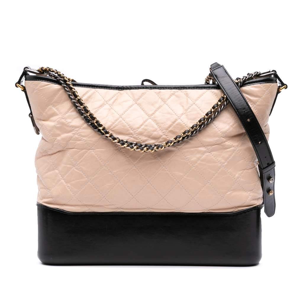 Chanel Large Aged Calfskin Gabrielle Crossbody Brown Leather Very good - Front View