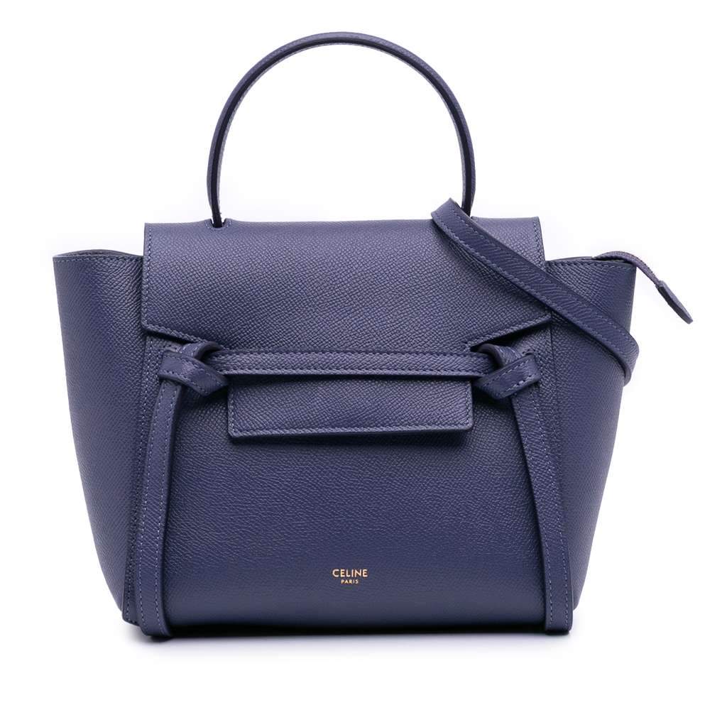 Celine Nano Grained Calfskin Belt Bag Purple Leather Good - Front View
