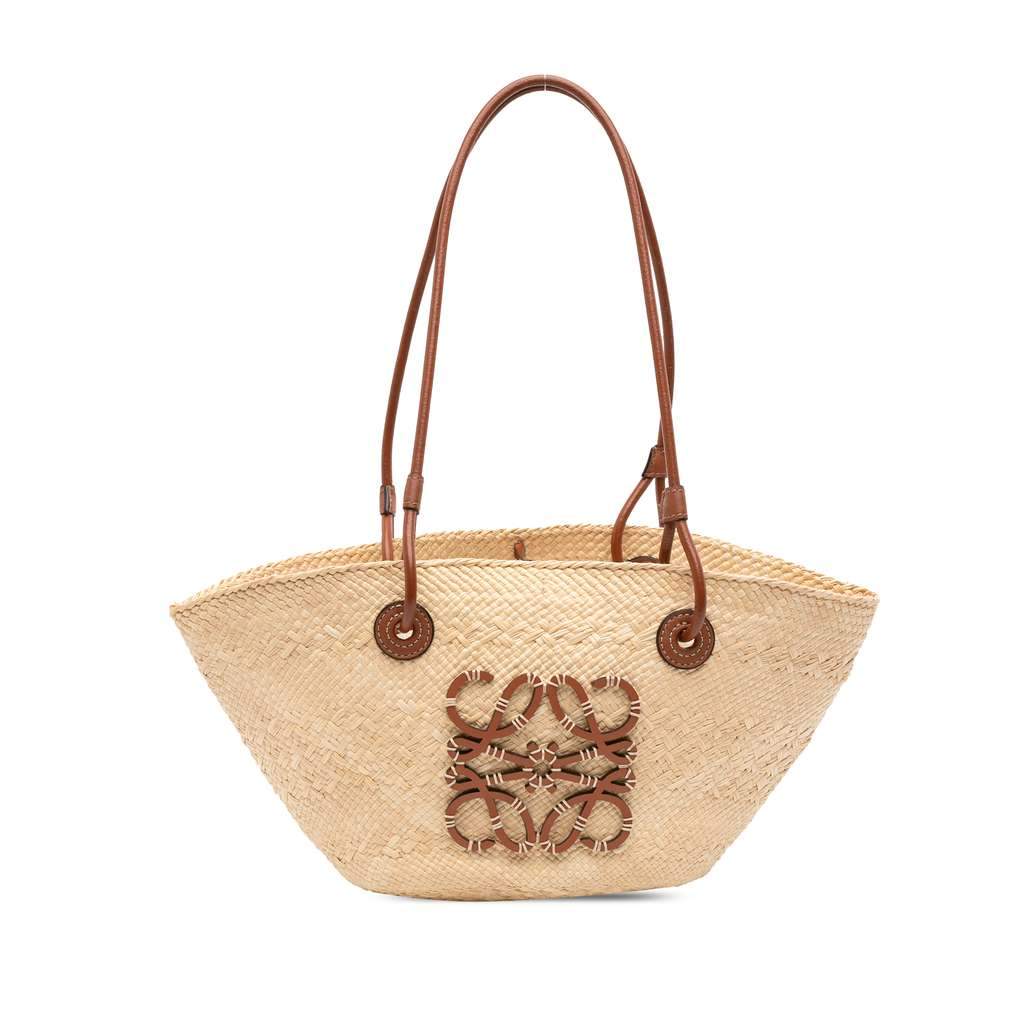 Loewe Paulas Ibiza Small Anagram Raffia Tote Brown Very good condition - Front View