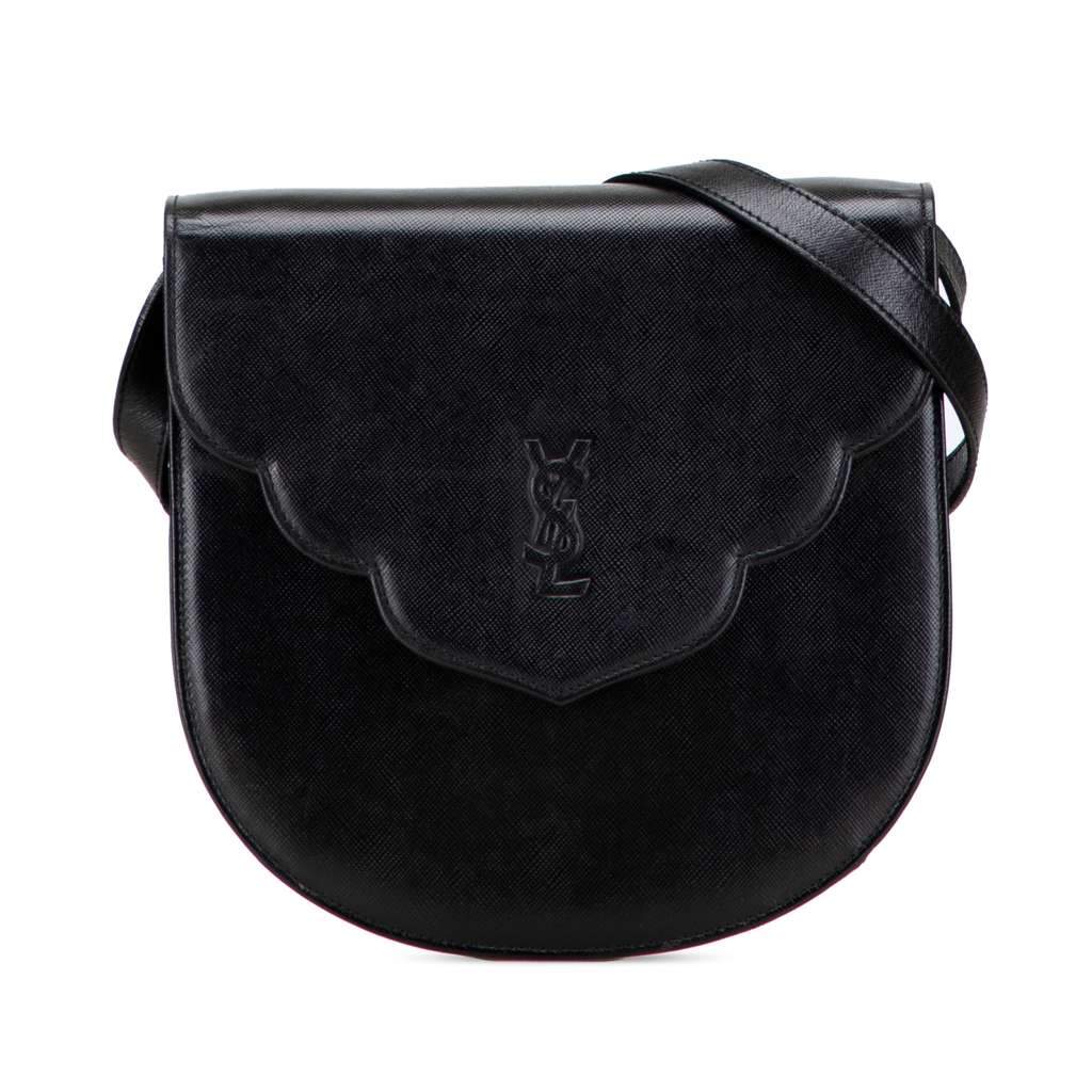 Saint Laurent Leather Monogram Crossbody Black Leather Good - Front View