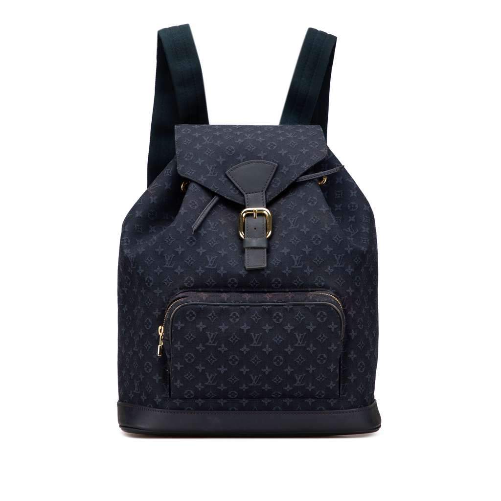 Louis Vuitton Monogram Mini Lin Montsouris GM Blue Canvas Good - Front View