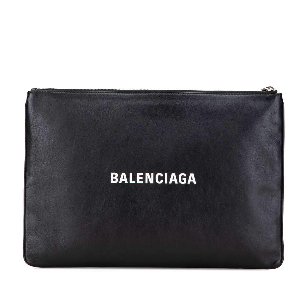 Balenciaga Leather Everyday Clutch Black Leather Good condition - Front View