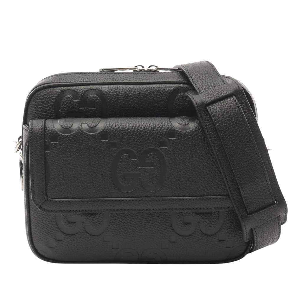 Gucci Small Jumbo GG Embossed Leather Crossbody Black Leather Very good - Front View