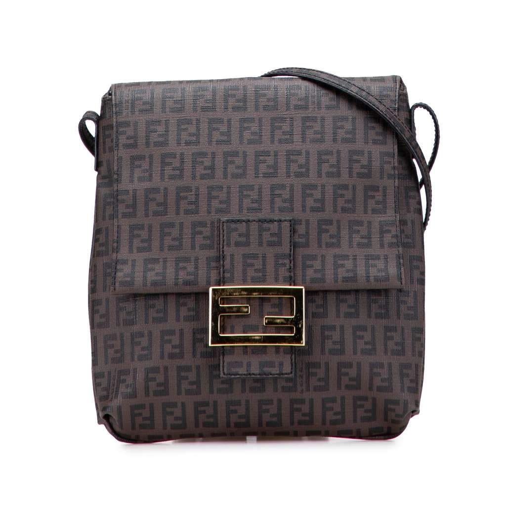Fendi Zucchino Spalmati Crossbody Brown Canvas Very good - Front View