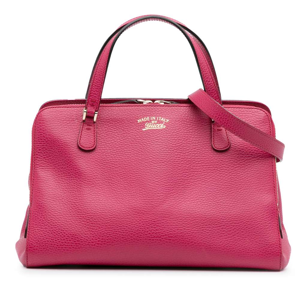 Gucci Calfskin Swing Top Handle Satchel Pink Leather Good - Front View