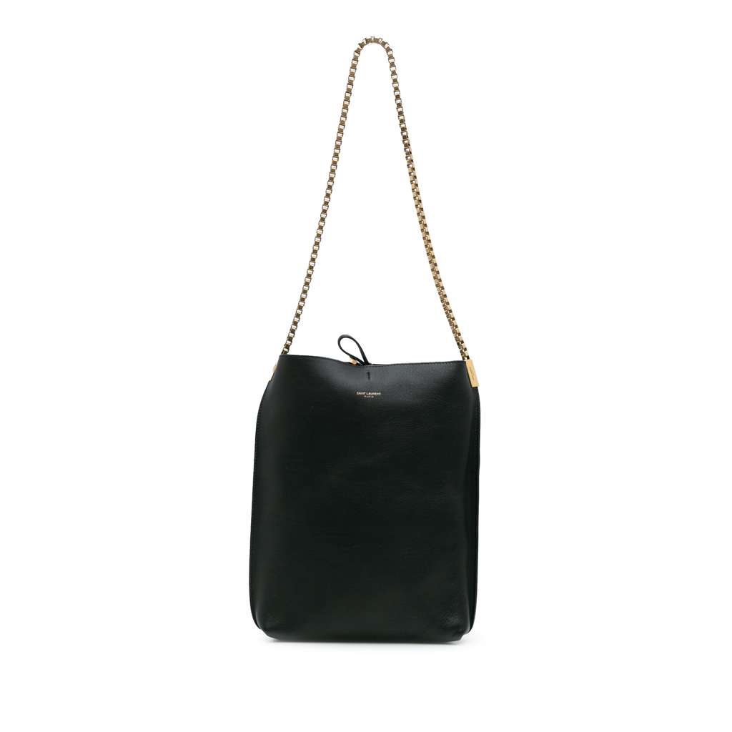Saint Laurent Small Calfskin Suzanne Hobo Black Leather Good condition - Front View
