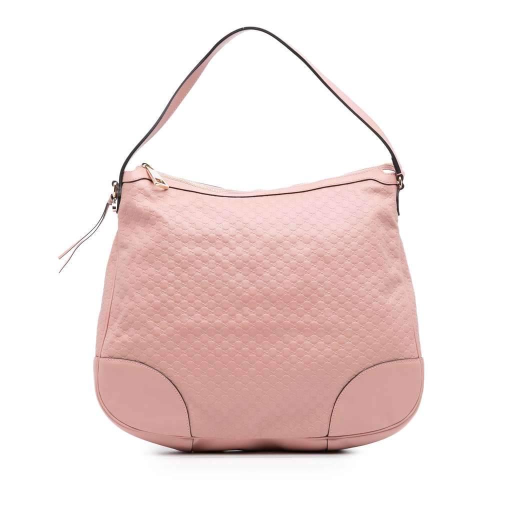 Gucci Large Microguccissima Bree Shoulder Bag Pink Leather Good - Front View