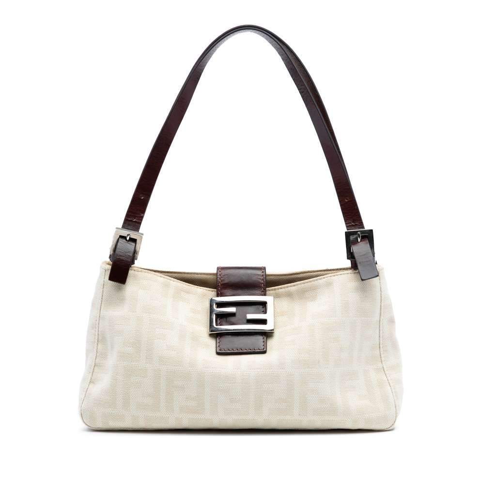 Fendi Zucca Canvas Shoulder Bag Brown Canvas Good - Front View