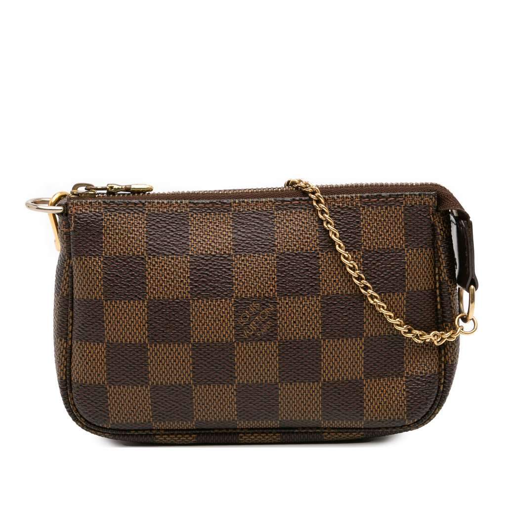 Louis Vuitton Damier Ebene Mini Pochette Accessoires Brown Canvas Good - Front View
