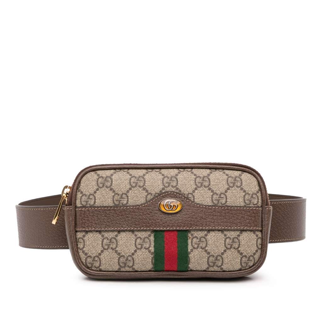Gucci Small GG Supreme Web Ophidia Belt Bag Brown Canvas Very good - Front View