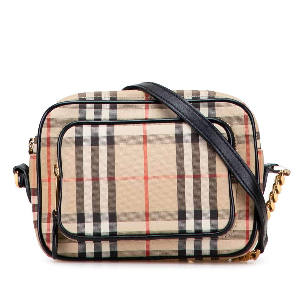 Burberry House Check Canvas Camera Bag Brown Canvas Very good - Front View